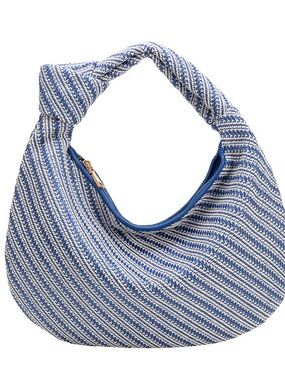 Melie Bianco Blue Raffia Hand Bag